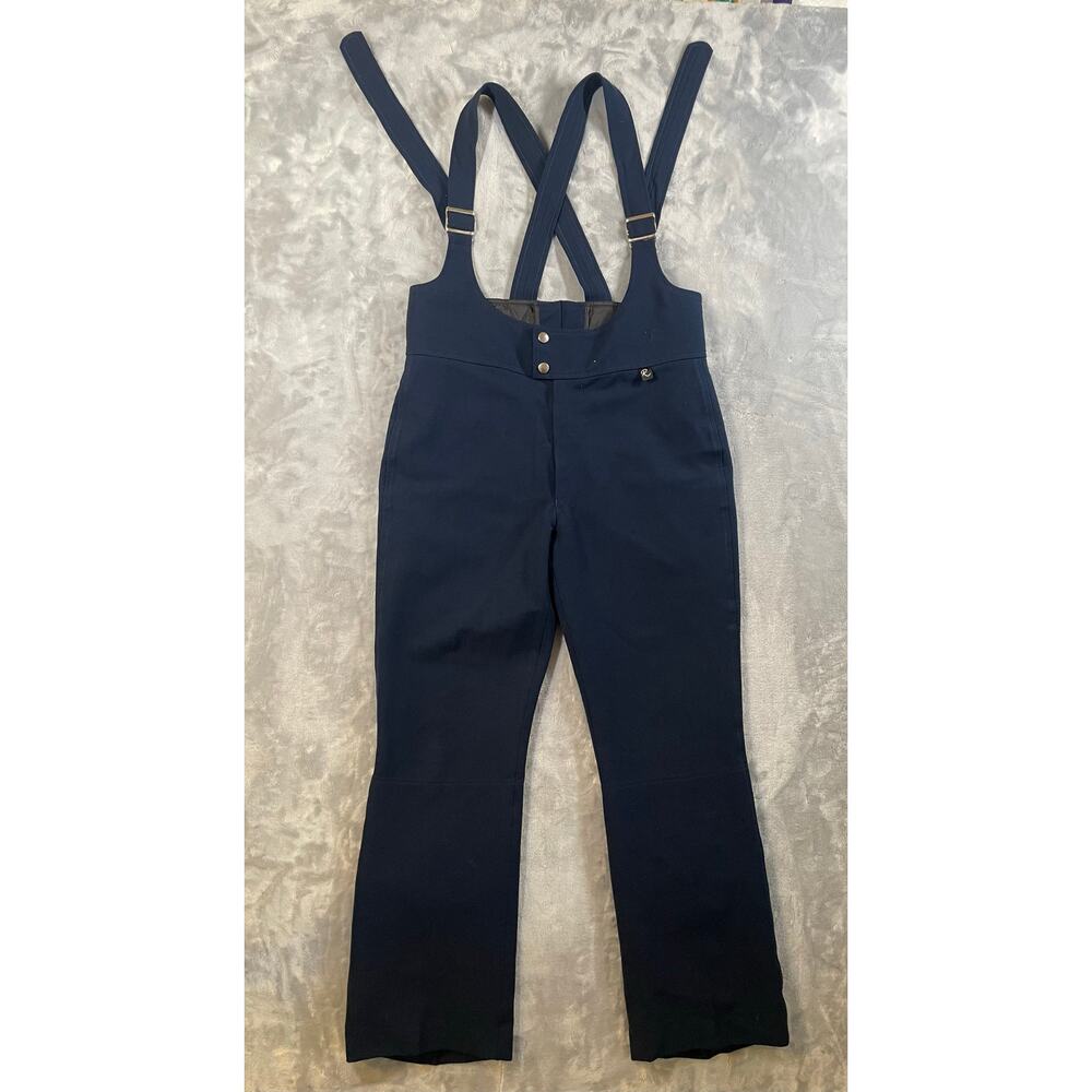 Vintage Roffe 70’s 80's blue ski snow bib pants stretch bootcut 34 retro USA